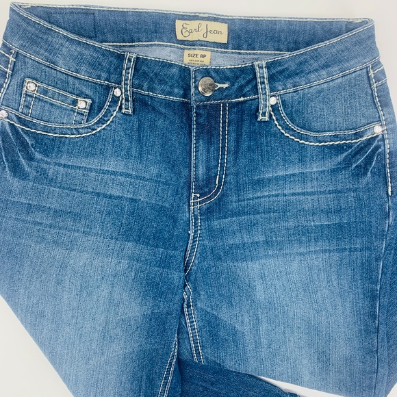 Earl Jean Womens 8P Blue Capri Stretch Med Wash - Picture 4 of 10